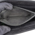 Prada Black Saffiano Leather Triangle Zip Around Wallet - vintageandkickz