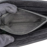 Prada Black Saffiano Leather Triangle Zip Around Wallet - vintageandkickz