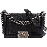 Chanel Quilted Caviar Leather Small Boy Single Flap Crossbody Bag