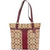 Coach Monogram Signature Stripe Tote Shoulder Bag