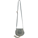 Chloé Suede Woven Leather Mini Marcie Saddle Crossbody Bag