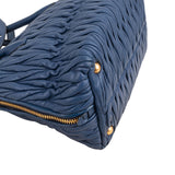 Miu Miu Blue Quilted Matelassé Nappa Leather Handbag
