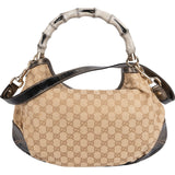 Gucci Monogram GG Bamboo Handle Shoulder Bag