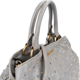 Miu Miu Grey Studded Leather Tote Handbag
