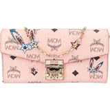 MCM Pink Monogram Patricia Visetos Rabbit Wallet On Chain Crossbody Bag