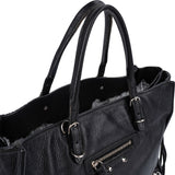 Balenciaga Black Grained Leather Small City Side Zip Tote Handbag