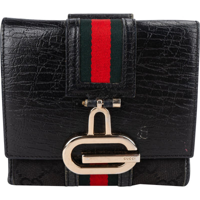 Gucci Monogram GG Web Stripe Bifold Wallet