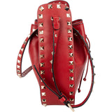 Valentino Garavani Red Leather Rockstud Bucket Crossbody Bag