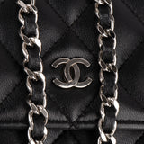 Chanel Quilted Lambskin Palladium Wallet On Chain Crossbody Bag