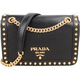 Prada Vitello Daino Studded Flap Crossbody Bag