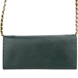 Prada Green Saffiano Leather Wallet On Chain Crossbody Bag