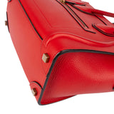 Celine Red Drummed Calfskin Leather Luggage Handbag