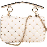 Valentino Quilted Leather Rockstud Spike Turnlock Flap Crossbody Handbag