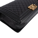 Chanel Quilted Caviar Leather Boy Single Flap Crossbody Bag