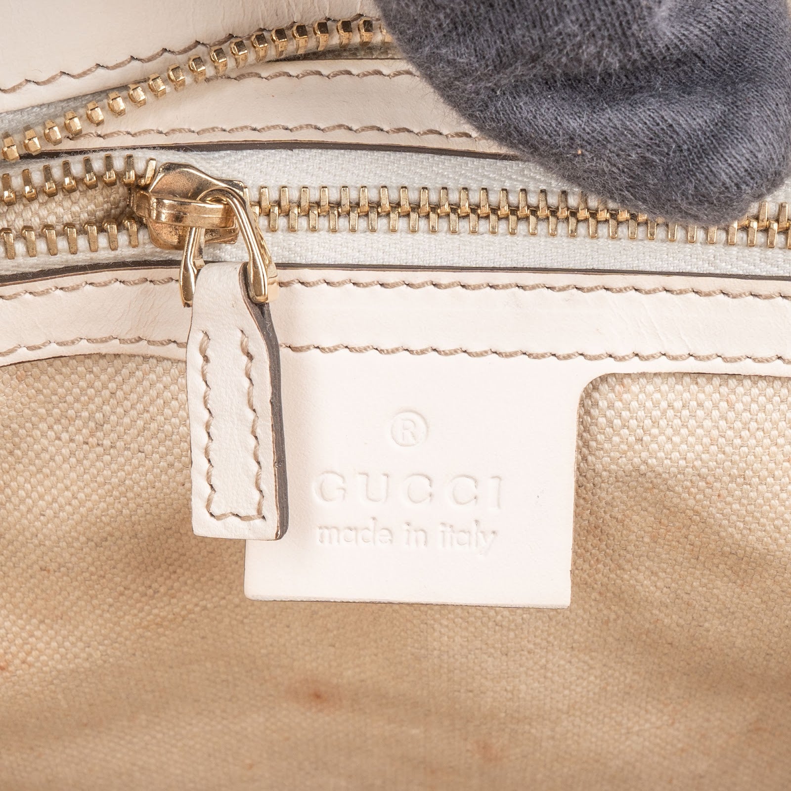 Gucci Monogram GG Canvas Sherry Line White Tote Shoulder Bag - vintageandkickz