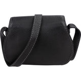 Chloé Black Grained Leather Marcie Small Saddle Crossbody Bag