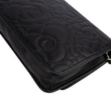 Chanel Camellia Embossed Lambskin Wallet On Chain Crossbody Bag