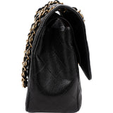 Chanel Caviar Leather Palladium Jumbo Double Flap Crossbody Bag