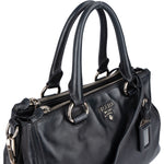 Prada Black Leather Vitello Double Zip Handbag - vintageandkickz