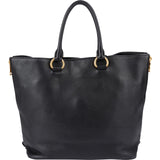 Prada Noir Vitello Phenix Leather Side Zipper Tote Handbag