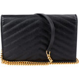 Saint Laurent Grain De Poudre Monogram Wallet On Chain Crossbody Bag