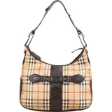 Burberry Haymarket Check Coated Canvas Bridle Hobo Shoulder Bag