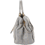 Miu Miu Grey Studded Leather Tote Handbag