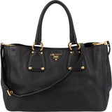Prada Black Vitello Daino Leather Tote Handbag