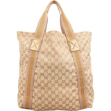Gucci Monogram GG Canvas Striped Handle Tote Handbag