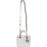 Christian Dior Metallic Silver Leather Small Lady Dior ABC Handbag