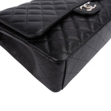Chanel Quilted Caviar Leather Palladium Maxi Double Flap Crossbody Bag