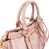 Miu Miu Vitello Lux Leather Gathered Drawstring Satchel Handbag