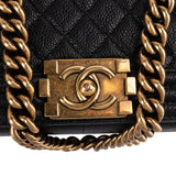 Chanel Quilted Caviar Leather Boy Single Flap Crossbody Bag