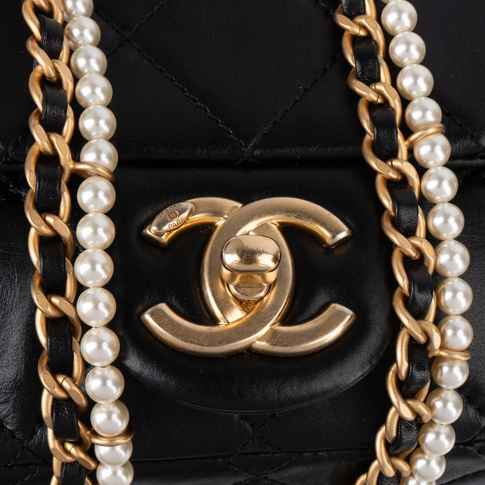 Chanel Quilted Lambskin Pearl Mini Single Flap Crossbody Bag - vintageandkickz