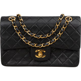 Chanel Quilted Lambskin 24K Gold Small Double Flap Shoulder Bag