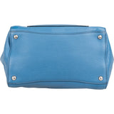 Prada Blue Vitello Daino Leather Shopping Luggage Handbag