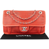Chanel Perforated Leather Palladium Single Flap Shoulder Bag