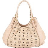 MCM Beige Monogram Visetos Leather Shoulder Bag