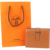 Hermès Gold Brown Epsom Leather H Béarn Compact Wallet