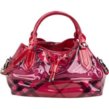 Burberry Red Transparent Vinyl Mega Check Drawstring Shoulder Handbag