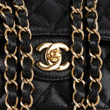 Chanel Quilted Caviar Leather Gold Medium Double Flap Crossbody Bag