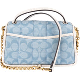 Coach Monogram Signature Quilted Cotton Chambray Turnlock 20 Crossbody Handbag