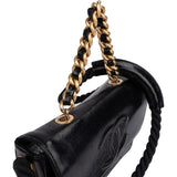 Chanel Aged Calfskin Vintage Rope Strap Single Flap Shoulder Bag