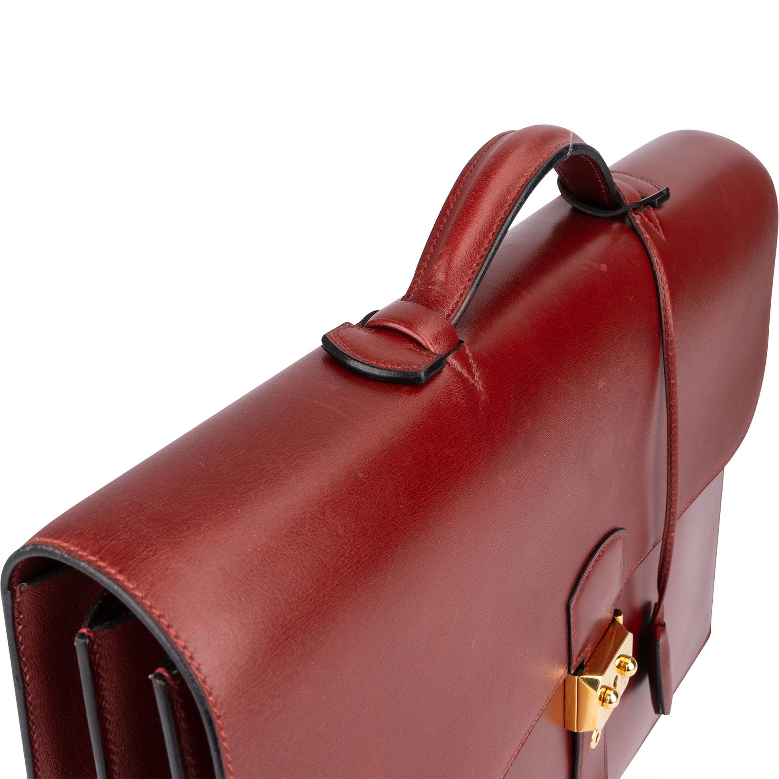 Hermès Bordeaux Leather Depeches Briefcase Handbag xx stempel /1 x schlüssel? - vintageandkickz