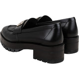 Chanel Black Brushed Leather CC Platform Loafers (38)