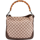 Gucci Monogram GG Canvas Bamboo Hobo Shoulder Bag