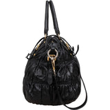 Prada Black Leather Gaufre Satchel Handbag
