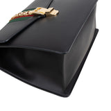 Gucci Black Leather Sylvie Large Top Handle Handbag