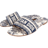Christian Dior Multicolor Leather Toile de Jouy Dway Slide Sandals (36)
