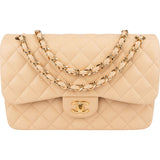 Chanel Quilted Lambskin Jumbo Double Flap Crossbody Bag